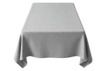 Square gray tablecloth with a natural linen fabric texture isolated on a transparent background