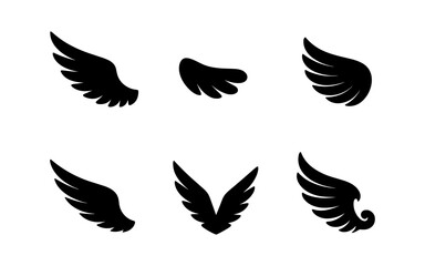 Obraz premium Collection of wing silhouettes: set of six black wing designs