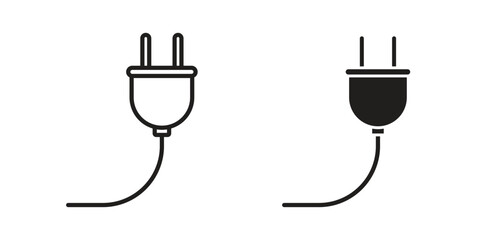 Obraz premium Plug adapter icon in minimal flat, stroke style. suitable for graphic designs