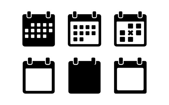 Simple calendar icons set for apps and interfaces - Powered by Adobe