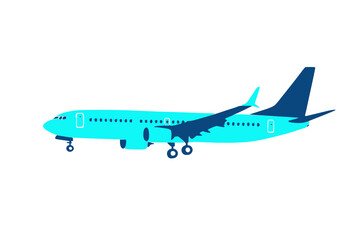 A clean and modern aeroplane illustration featuring a sleek commercial aircraft in flight. Ideal for aviation design, travel marketing, airline branding, educational visuals.