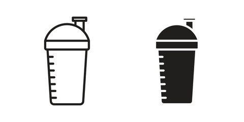 Protein shake icon in minimal flat, stroke style. suitable for graphic designs