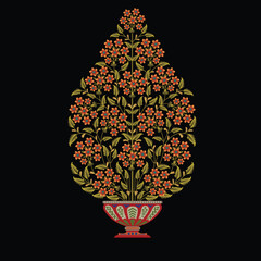 Abstract  color mughal  motif bunch white background design