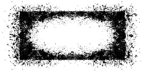 Distressed grunge frame background featuring texture .black border scratches splatter effects and ink stroke vector design .