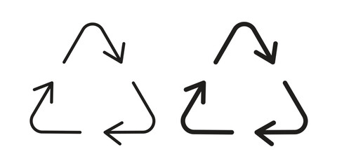 Recycle icon in minimal flat, stroke style. suitable for graphic designs