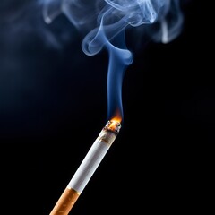 Isolated Lit Cigarette with Smoke.