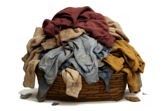 Laundry basket overflowing with dirty clothes, depicting household chores and organization responsibility