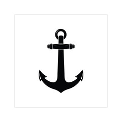 Simple black anchor silhouette isolated on, ideal for nautical or maritime themes