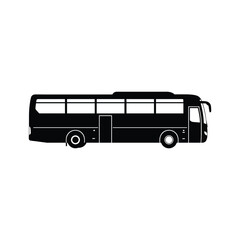 Illustration of a black bus isolated on, a public transportation vehicle for passengers