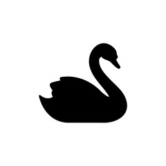 Simple elegant swan silhouette icon vector flat design.