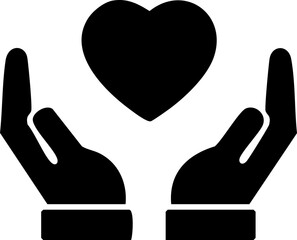 Fototapeta premium Heart in hands symbols. Heart in hand vector icons set. Hands holding heart icon. Vector Illustration !