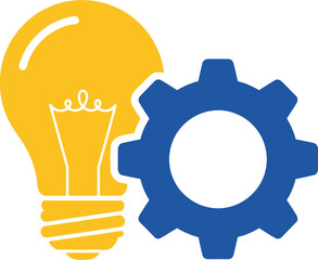 Light bulb and gear icon illustrating creative problem-solving and innovative processes