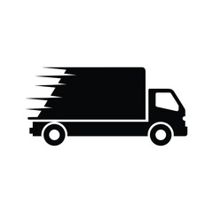 Illustration of a black delivery truck isolated on, representing fast shipping and transportation services