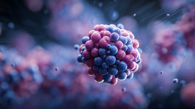 Abstract Microscopic Collection of Red Blood Cells and Cellular Nerve Tissues