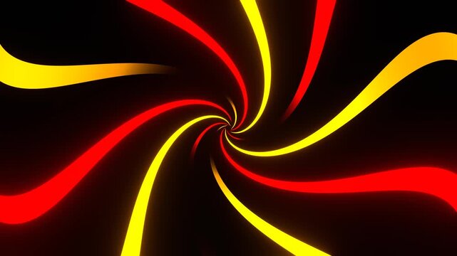 Red amd Yellow Neon Curves Moving in Circle Background VJ Loop in 4K