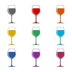 Wine glass  icon isolated on white background. Set icons colorful