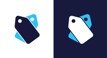 Two tags with blue and white colors - Vector icon symbol for website - Icon vector - Blue icon vector - Line and glyph solid icon and logo template