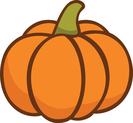 Classic Round Orange Halloween Pumpkin Illustration