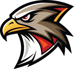 Aggressive eagle head mascot logo design isolated on white background