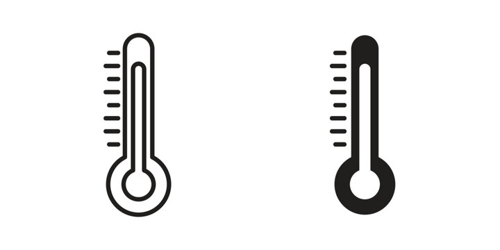 Thermometer icon in minimal flat, stroke style. suitable for graphic designs