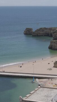 Praia da batata em lagos drone view 