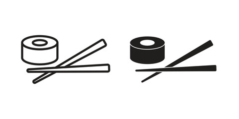 Sushi icon in minimal flat, stroke style. suitable for graphic designs