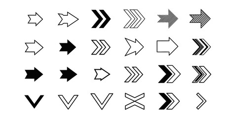 Hand drawn arrow collection in black and white style