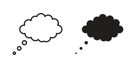 Think bubble icon in minimal flat, stroke style. suitable for graphic designs