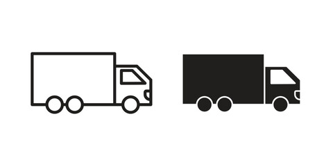 Truck icon in minimal flat, stroke style. suitable for graphic designs