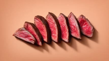 Luxury food tender steak slices on warm background evoking appetite and elegance