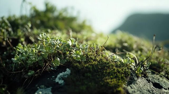 A close-up view of a moss-covered rock, ideal for use in nature or outdoor-themed designs