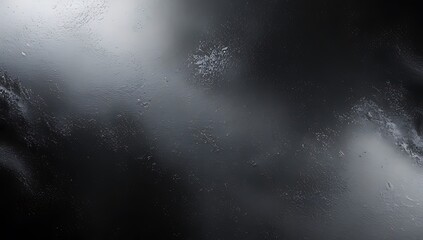 Subtle dark gray and silver textured abstract  grainy background  with soft reflections and scattered light spots, creating a mysterious and modern surface design.