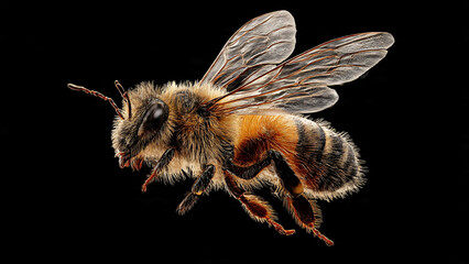 wasp on black background