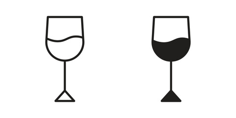 Wine glass icon in minimal flat, stroke style. suitable for graphic designs