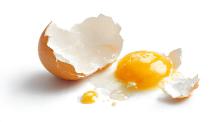 broken egg isolated on white