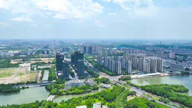 Huzhou Economic Development District Aerial View, Wuxing City Skyline