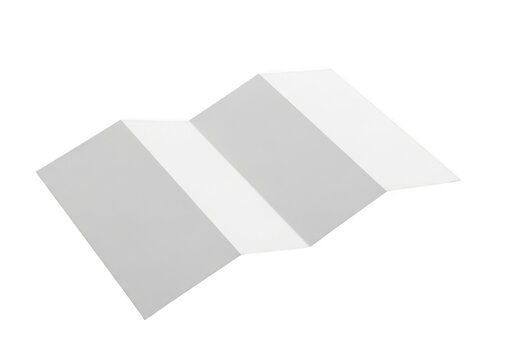 A folded white paper map with multiple creases isolated on transparent background