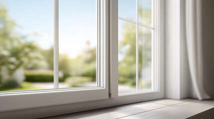 Modern residential window installation design defocused interior construction, faceless home renovation, contemporary visualization detail, blurred frame background, professional c