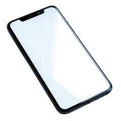 Modern smartphone with a blank white screen isolated on black background