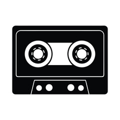 Obraz premium Cassette Tape Silhouette Icon Vector Illustration