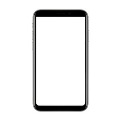 Sleek silver smartphone with blank black screen on dark background