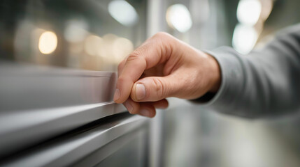 Installation and repair of plastic defocused windows process, faceless maintenance work, window visualization detail, blurred construction background, repair concept, installation