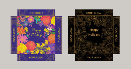 Luxury Floral packaging design square box packaging design Japanese floral packaging design