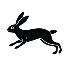 Leaping Hare Silhouette Icon Vector Illustration