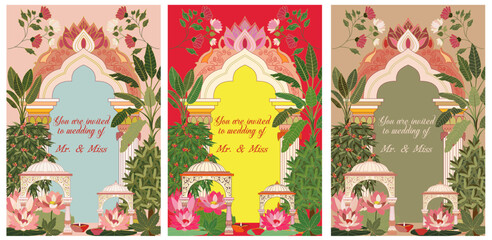 pichwai card pichwai save the date card pichwai wedding invitation  pichwai postcard