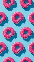 Donut Delight Seamless Pattern with Pink Frosting and Colorful Sprinkles