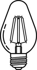 Energy-efficient led filament bulb line art icon, modern lighting technology, isolated vector.