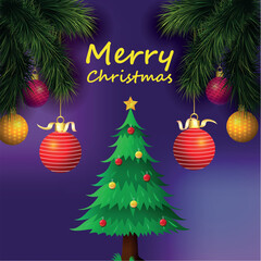 Merry Christmas poster or greeting card. Trendy modern design with gifts, vector illustrations