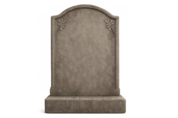 Blank tombstone standing on cemetery ground, providing space for custom inscription, memorializing death and remembrance