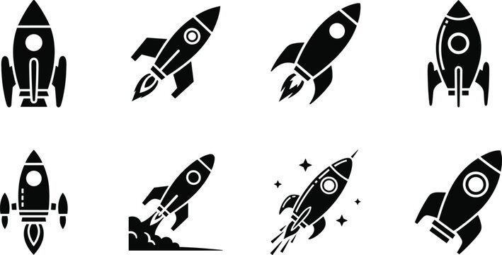 Rocket icons set for business startup, launch, project success, and innovation Vector - Powered by Adobe
